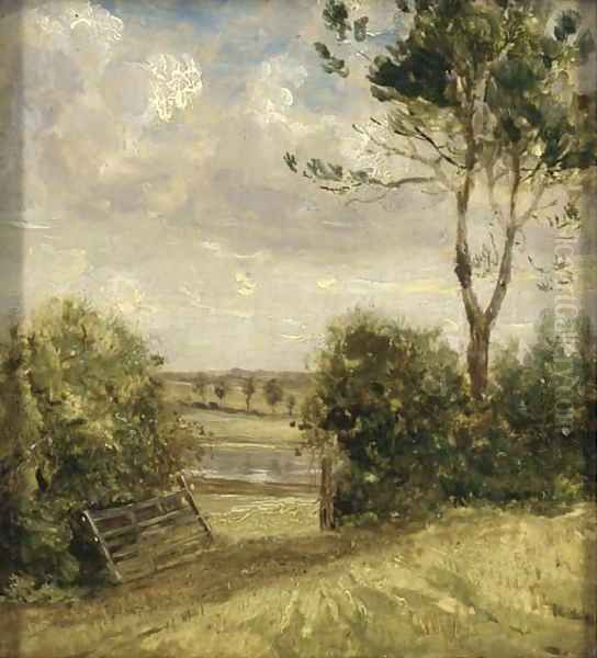 The five bar gate Oil Painting by Thomas Churchyard