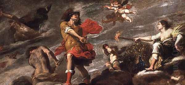 Juno and Mars, c.1650 Oil Painting by Giovanni Battista Carlone