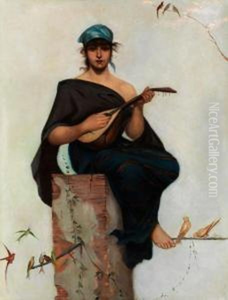 Die Mandolinenspielerin Oil Painting by Frederick Hendrik Kaemmerer