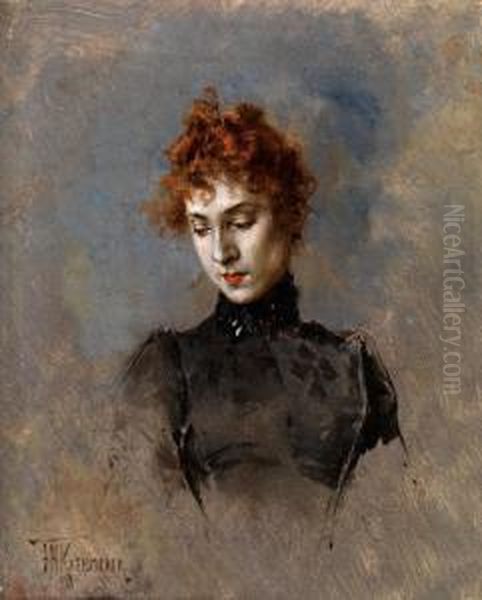 Brustbild Einer Jungen Frau Oil Painting by Frederick Hendrik Kaemmerer