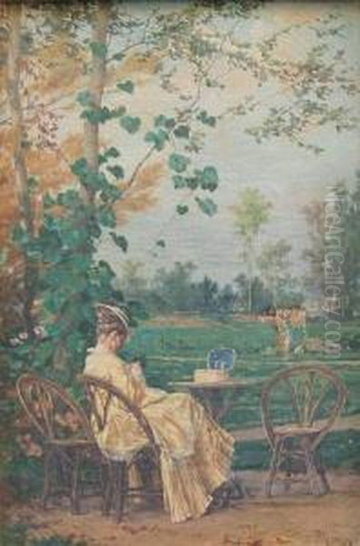 femme Dans Le Jardin  Oil Painting by Frederick Hendrik Kaemmerer