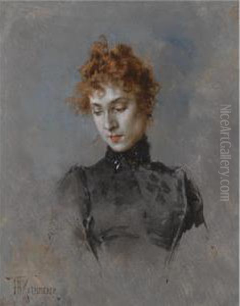 Portrait Of A Lady Oil Painting by Frederick Hendrik Kaemmerer