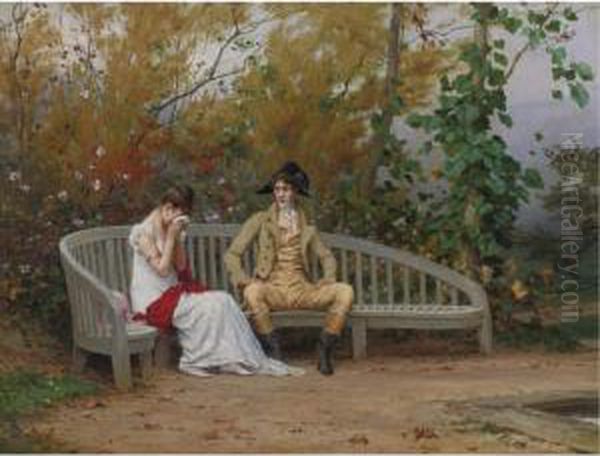 A Poignant Parting Oil Painting by Frederick Hendrik Kaemmerer