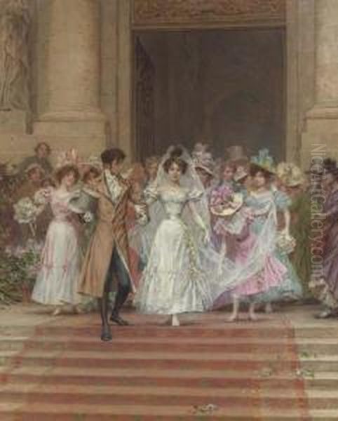 The Wedding, Church Of St. Roch, Paris Oil Painting by Frederick Hendrik Kaemmerer