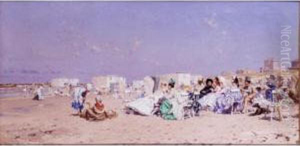 Beach At Scheveningen, Holland Oil Painting by Frederick Hendrik Kaemmerer