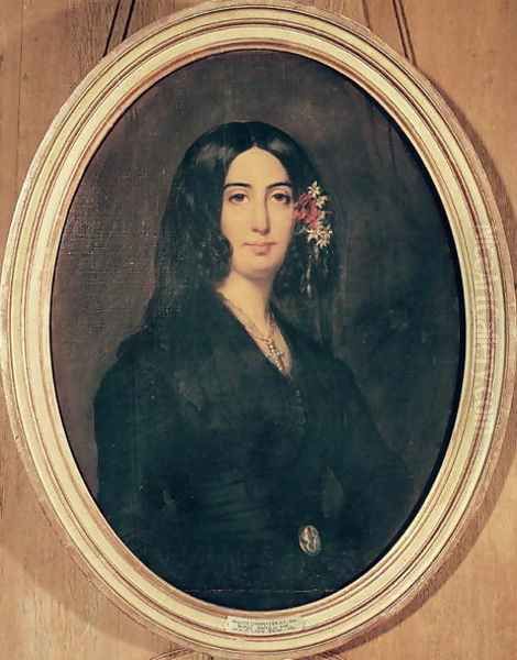 Portrait of George Sand (1804-76) Oil Painting by Auguste Charpentier