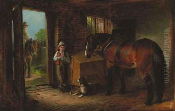 In the stable Oil Painting by James Cole