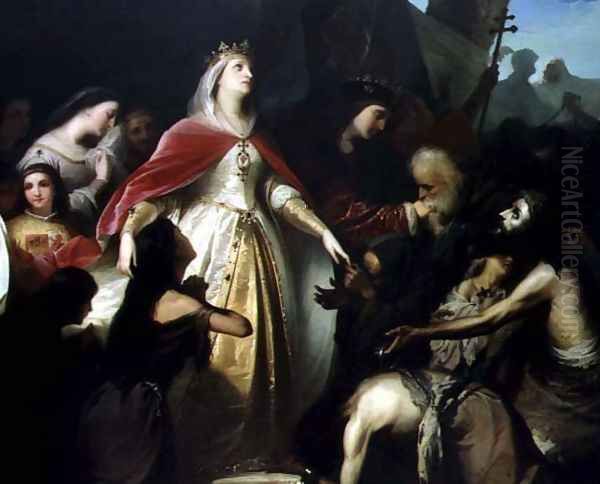 Detail of the Catholic Monarchs Receiving the Christian Captives after the Conquest of Malaga in 1487, 1867 Oil Painting by Eduardo Javier Ramon Cano de la Pena