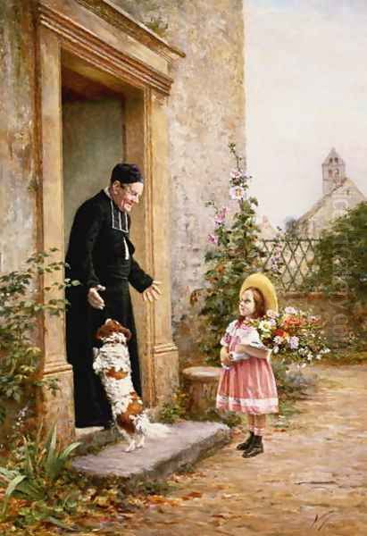 The Priest's Birthday Oil Painting by V. Chevilliard