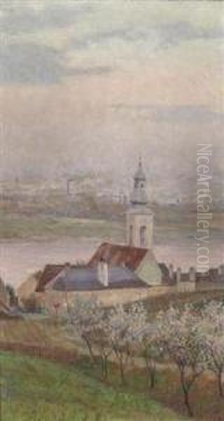 Kahlenberger Dorfl Oil Painting by Max Kahrer