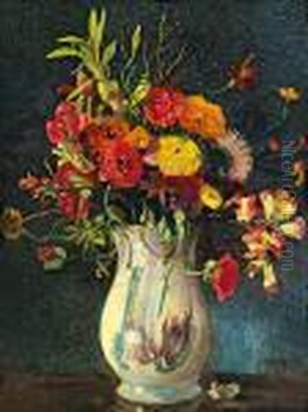 Blumenstillleben Oil Painting by Max Kahrer