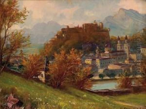 Salzburg Vom Kapuzinerberg Aus Gesehen Oil Painting by Carl Kaiser-Herbst