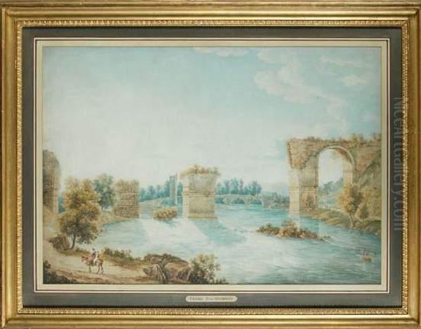 Vue D'un Pont En Ruine Oil Painting by Franz Keiserman