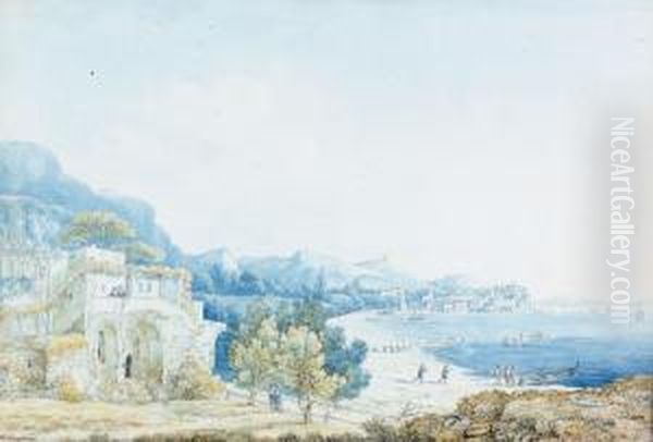 Vue De Pozzuoli Pres Naples. Oil Painting by Franz Keiserman