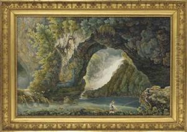 La Grotte De Neptune A Tivoli Oil Painting by Franz Keiserman