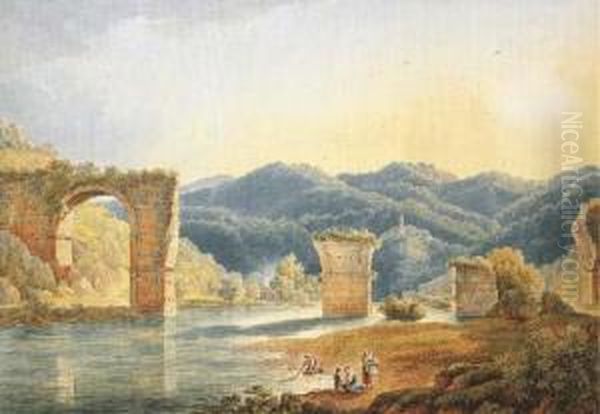 Narni, Il Ponte Di Augusto Oil Painting by Franz Keiserman