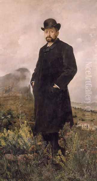 El invierno (Retrato de D. Manuel Comas) (The Winter (Portrait of D. Manuel Commas)) Oil Painting by Ignacio Pinazo Camarlench