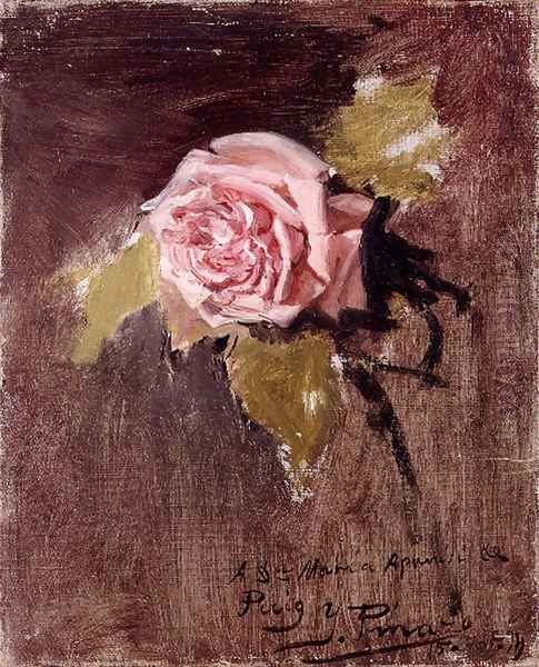 Una rosa (A Rose) Oil Painting by Ignacio Pinazo Camarlench