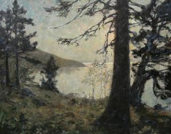 Kustlandskap Med Tallar Oil Painting by Gottfrid Kallstenius