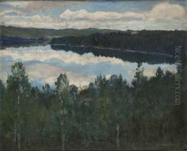 Kustlandskap Oil Painting by Gottfrid Kallstenius