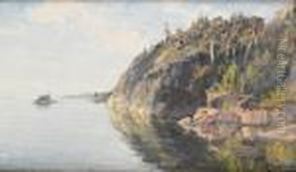 Kustlandskap Oil Painting by Gottfrid Kallstenius