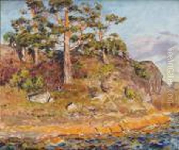 Skargardsklippa Oil Painting by Gottfrid Kallstenius