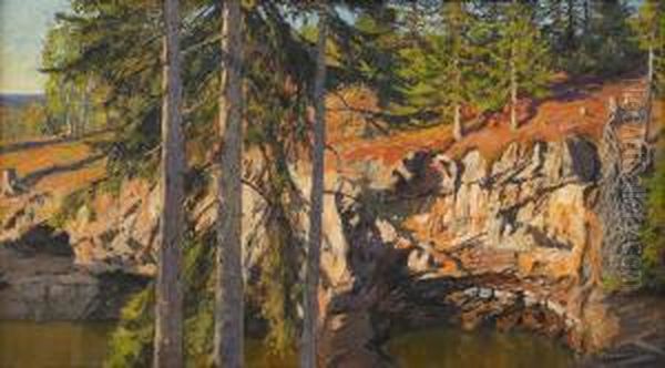 Nyberget - Sommarlandskap Med Tallar Oil Painting by Gottfrid Kallstenius