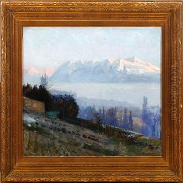 View Over Lakegeneva Oil Painting by Gottfrid Kallstenius