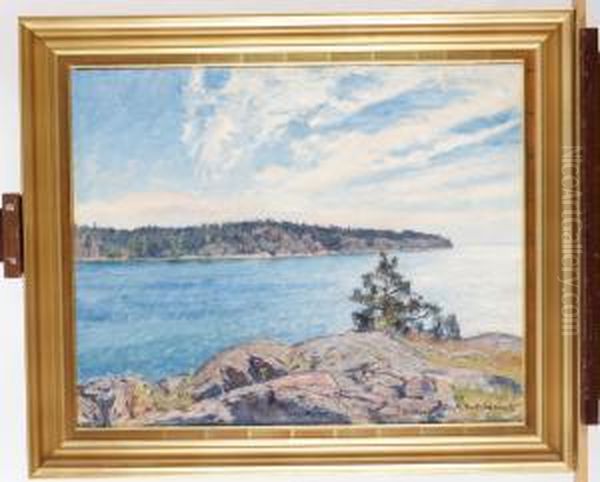 Solbelyst Skargardsvik Oil Painting by Gottfrid Kallstenius