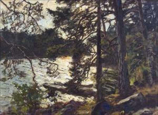 Koskimetsassa. Oil Painting by Gottfrid Kallstenius