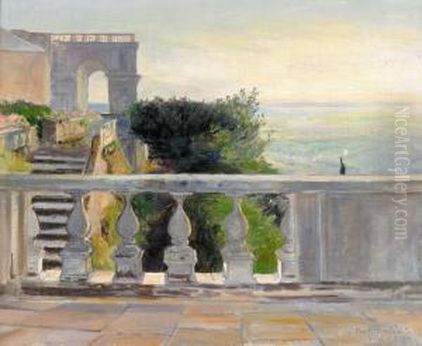 Utsikt Fran Villa D'este Oil Painting by Gottfrid Kallstenius