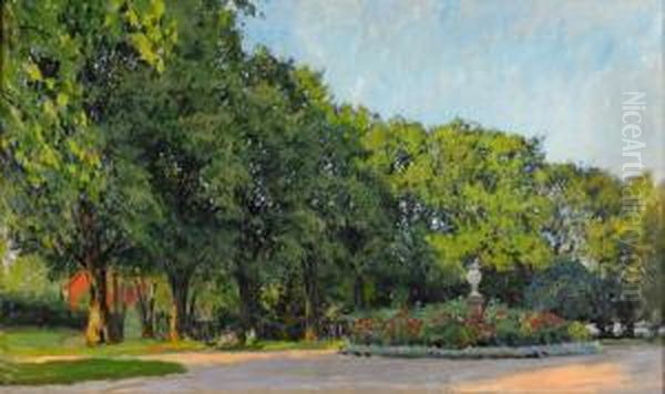 Herrgardspark I Sommargronska Oil Painting by Gottfrid Kallstenius