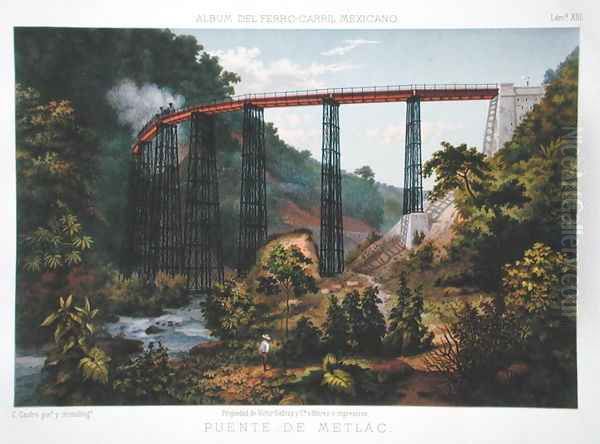 Railway Bridge at Metlac, from 'Album of the Mexican Railway' by Casimior Castro