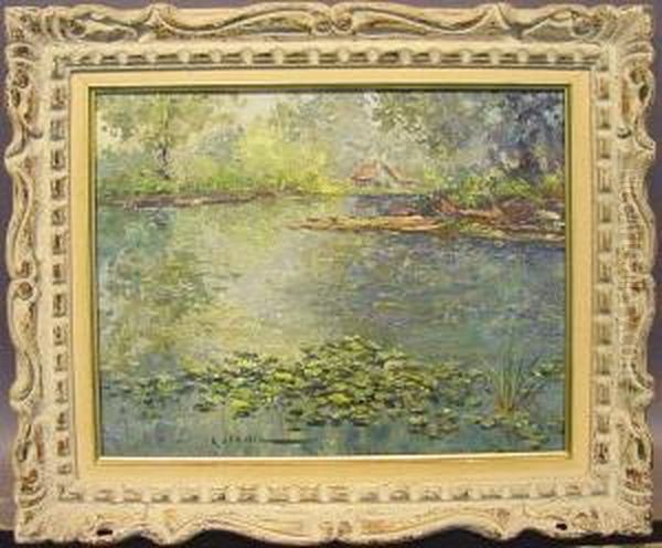 Lily Pond - Spring Vacation Oil Painting by Peter Kalman