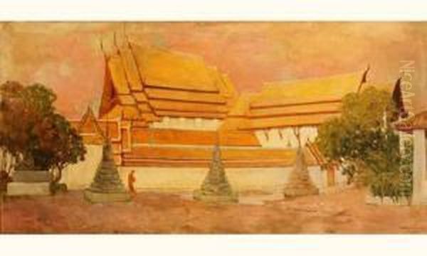 Temple Of The Sleeping Buddha Oil Painting by Ivan Leonidovich Kalmykov