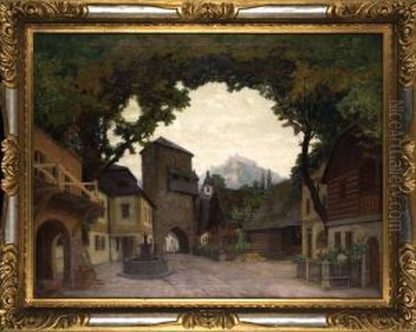 Mestsky Rynek V Bele Pod Bezdezem Oil Painting by Alois Kalvoda