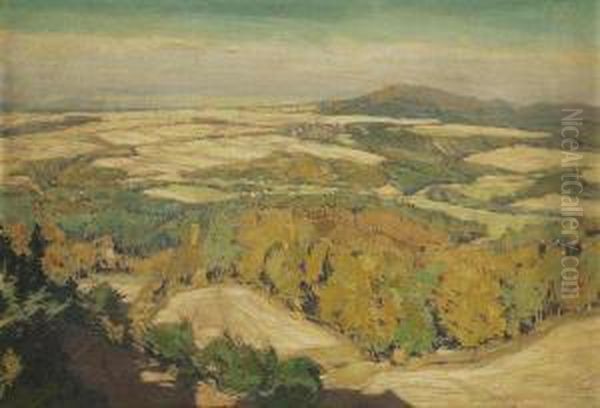 An Autumn Landscape Oil Painting by Alois Kalvoda