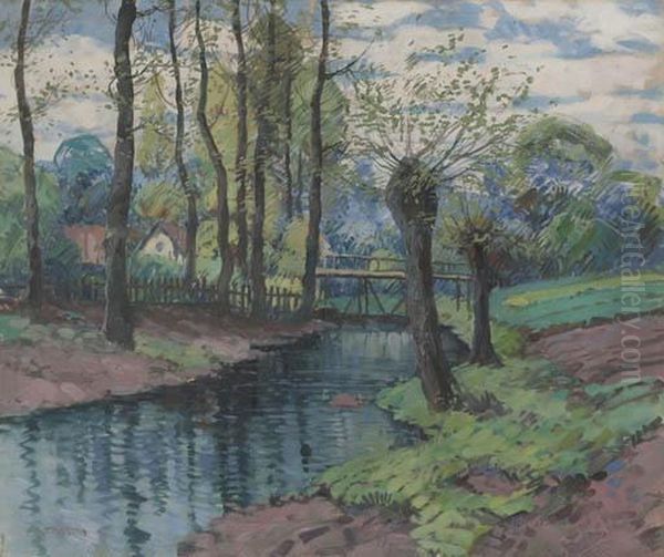 Brook In Spring Oil Painting by Alois Kalvoda