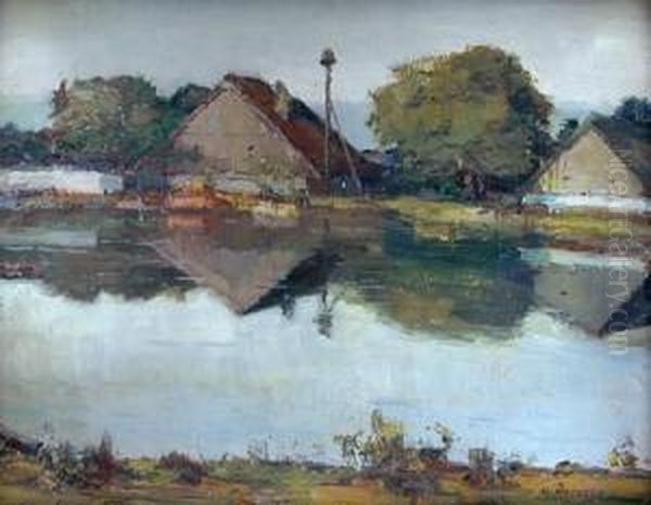 Landscape With Pond. Oil Painting by Alois Kalvoda