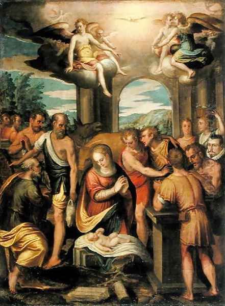 Adoration of the Shepherds, 1582 Oil Painting by Bernardo Castello