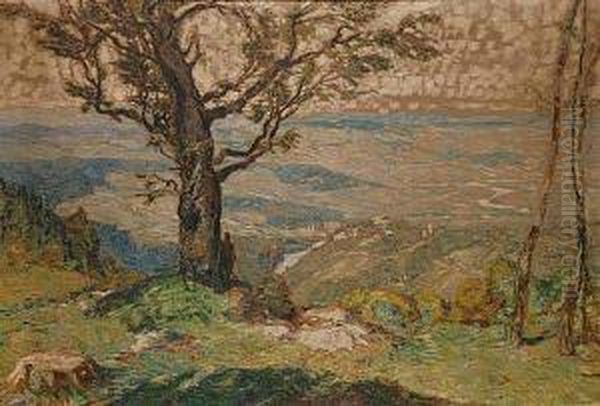 A Landscape With A Pilgrim Oil Painting by Alois Kalvoda