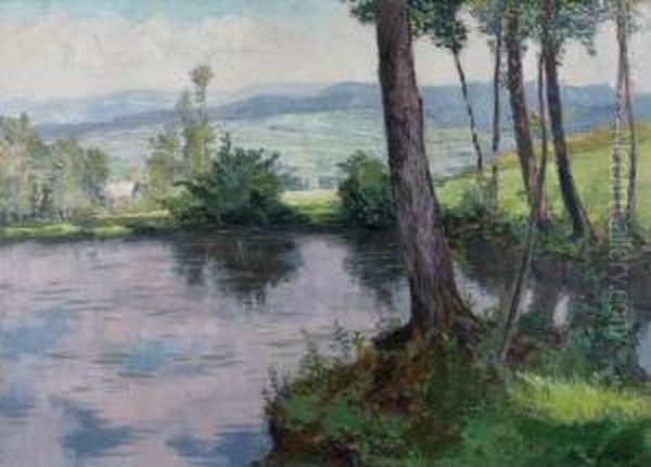 Pond Oil Painting by Alois Kalvoda