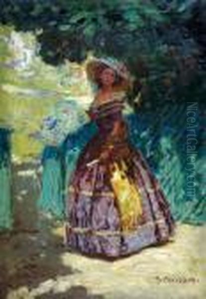 Lady In Park Oil Painting by Alois Kalvoda