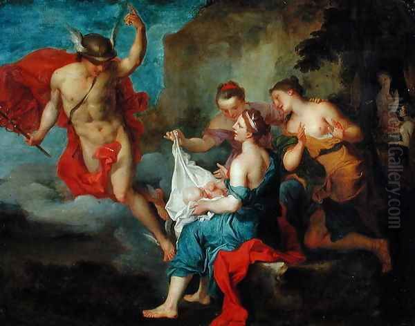 Bacchus Delivered to the Nymphs of Nysa Oil Painting by Jacques Francois Courtin