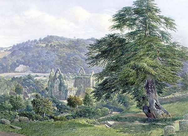 Tintern Abbey with the Wye Beyond Oil Painting by John Chase