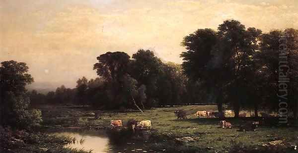 Bucolic Landscape with Cows 1888 Oil Painting by John William Casilear