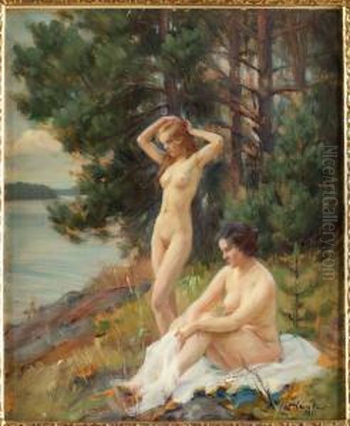 Innan Badet Oil Painting by Ivar Kamke