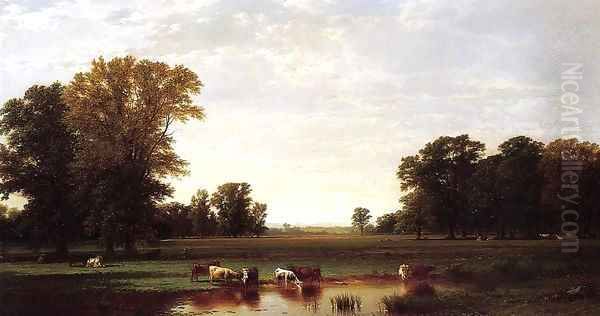 Genesee Meadows 1870 Oil Painting by John William Casilear