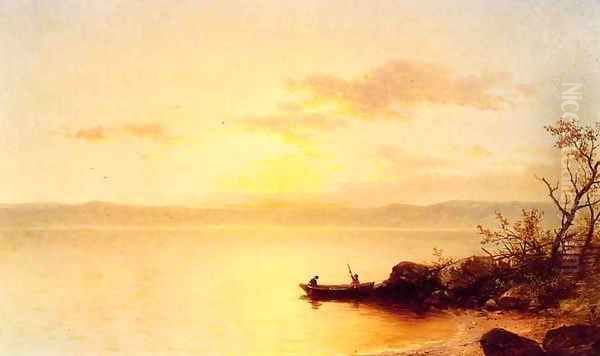 Lake at Sunset 1863 Oil Painting by John William Casilear