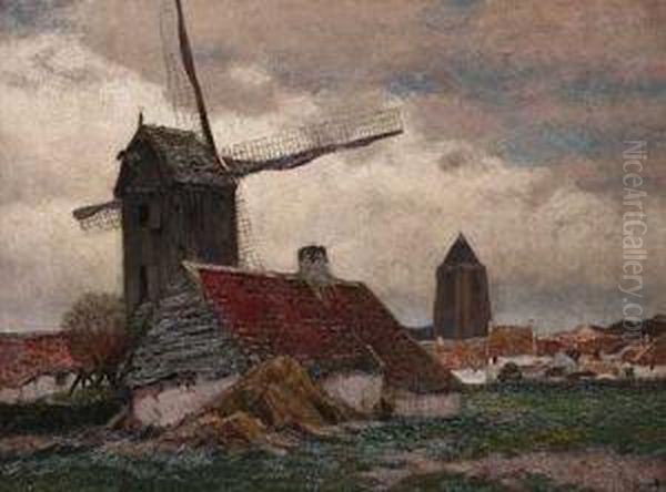 Windmuhle Am Stadtrand Oil Painting by Eugen Kampf